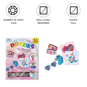 DIAMOND DOTZ Girl Dotzies Variety Kit Diamond Painting Kits for Kids - Diamond Art Kits a Relaxing Creative Craft Kit with Dotz Gems