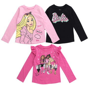 Barbie Toddler Girls 3 Pack T-Shirts Pink/Black 5T