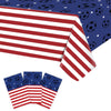 Bzhouyy Soccer Party Tablecloth 3 Pack, 54 x 108 Inch American Flag Themed Disposable Plastic Table Covers, Waterproof Spill Proof Tablecloths