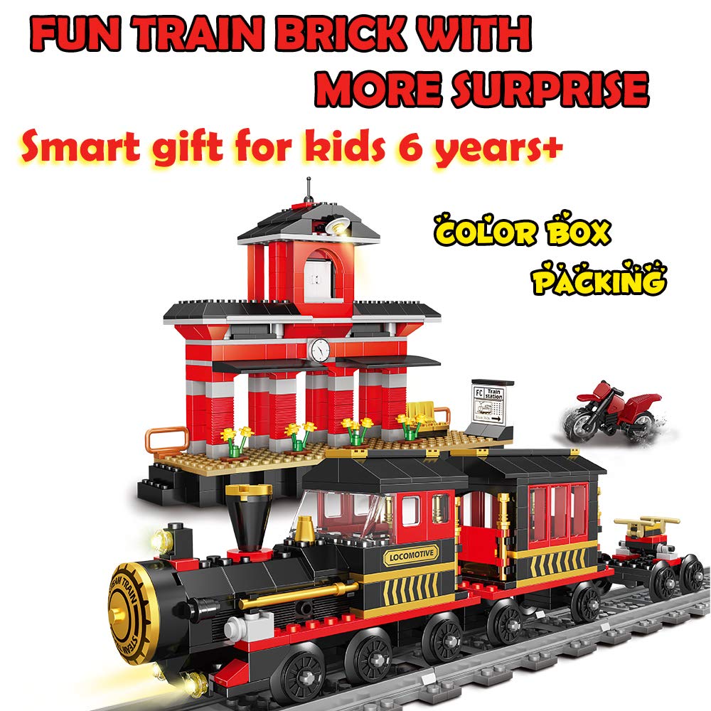 JIMUJIA Building Blocks Toys 583 Pieces Classic Train Set with Station Construction Brick Education Learning Toys for Kids 6+ Birthday for Boys