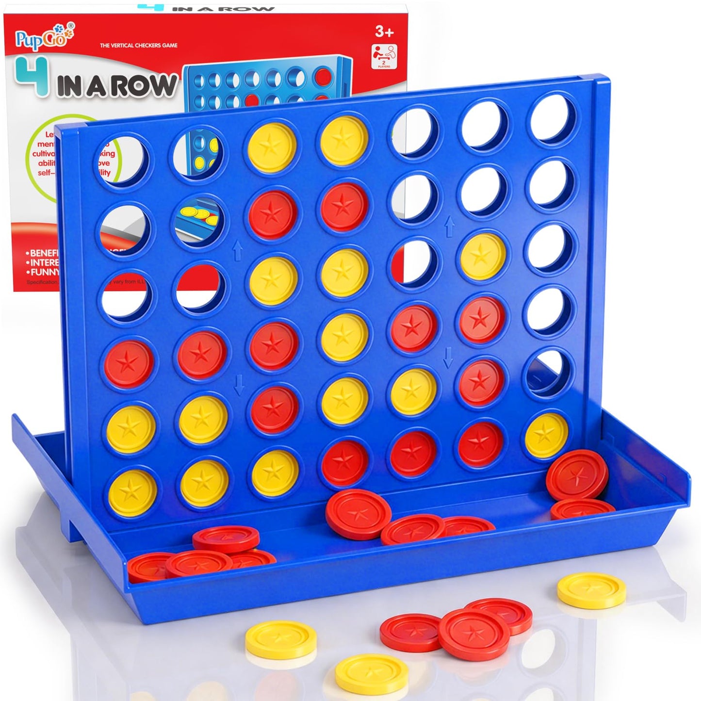 Pup Go 4 in a Row Connect Board Games for Kids 3-12, Family Games, Outdoor Games for Adults and Familty, 2 Players Travel Game, Party Game, All-in-1