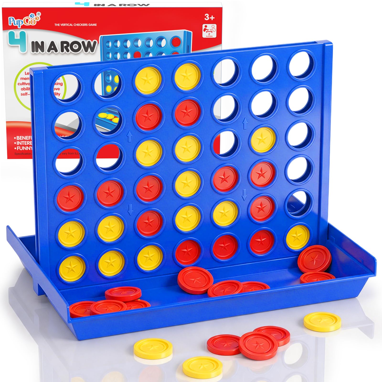 Pup Go 4 in a Row Connect Board Games for Kids 3-12, Family Games, Outdoor Games for Adults and Familty, 2 Players Travel Game, Party Game, All-in-1