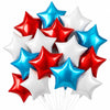 18 Pieces 18 Inches Red White Blue Stars Balloons, USA Themed Aluminum Foil Balloons for 4th of July, Independence Day Patriotic Birthday Party