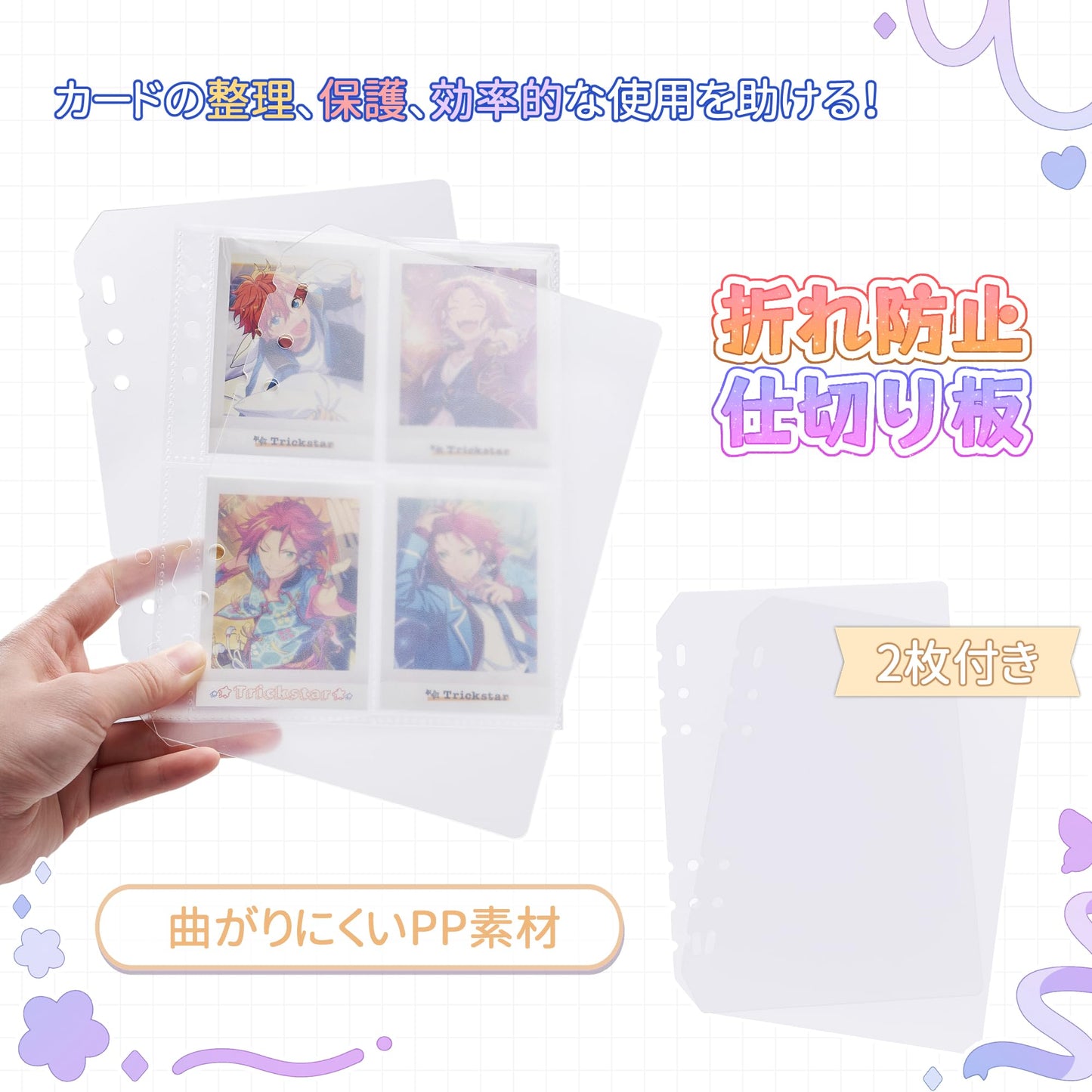 Card Binder for Girls, A5 Trading Card Binder with 4 Pocket Sleeves for 160 Cards, Zippered Kpop Photocard Binder, 6 Ring Photocard Holder, Bowknot