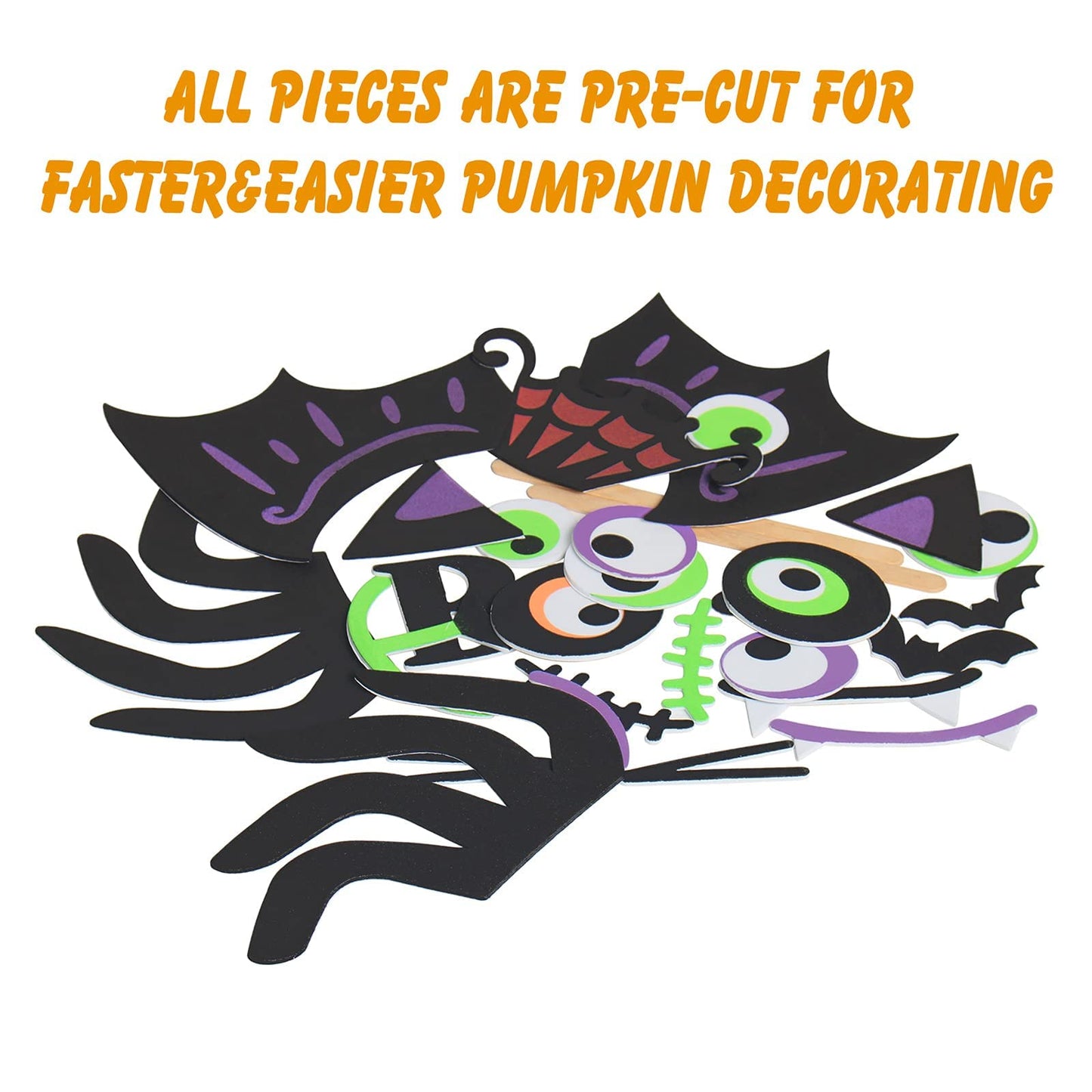 16 Packs Foam Halloween Pumpkins Decorations Stickers, Make Funny Pumpkins Craft Kits for Holiday Decor Kit Party Best Gift for Kids Adult Girls Boys