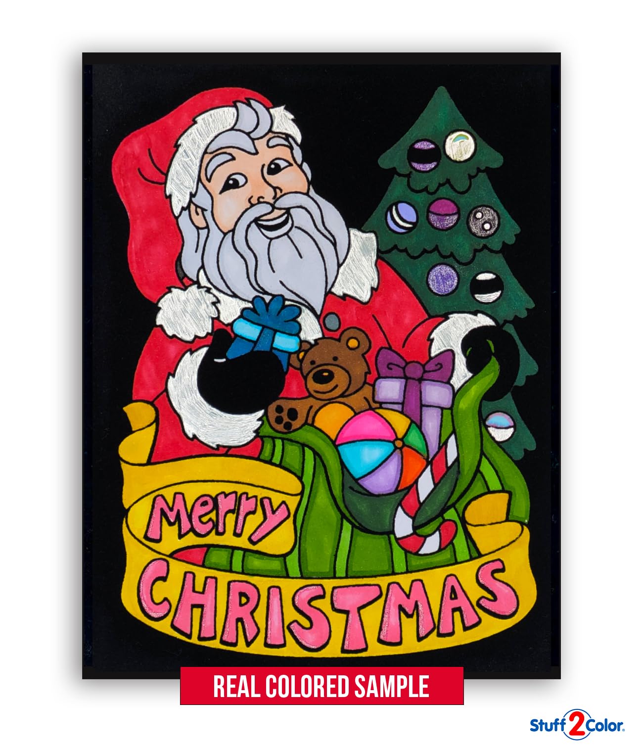 Super Pack of 18 Fuzzy Velvet Coloring Posters (Christmas Edition) - Excellent Family Time Craft Project to Share and Color - All Ages DIY Coloring