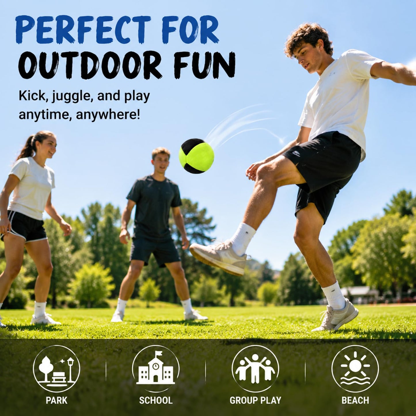 3Pcs Footbag Hacky Bag, Plush Footbag Sacks, Durable Fleece Juggling Balls