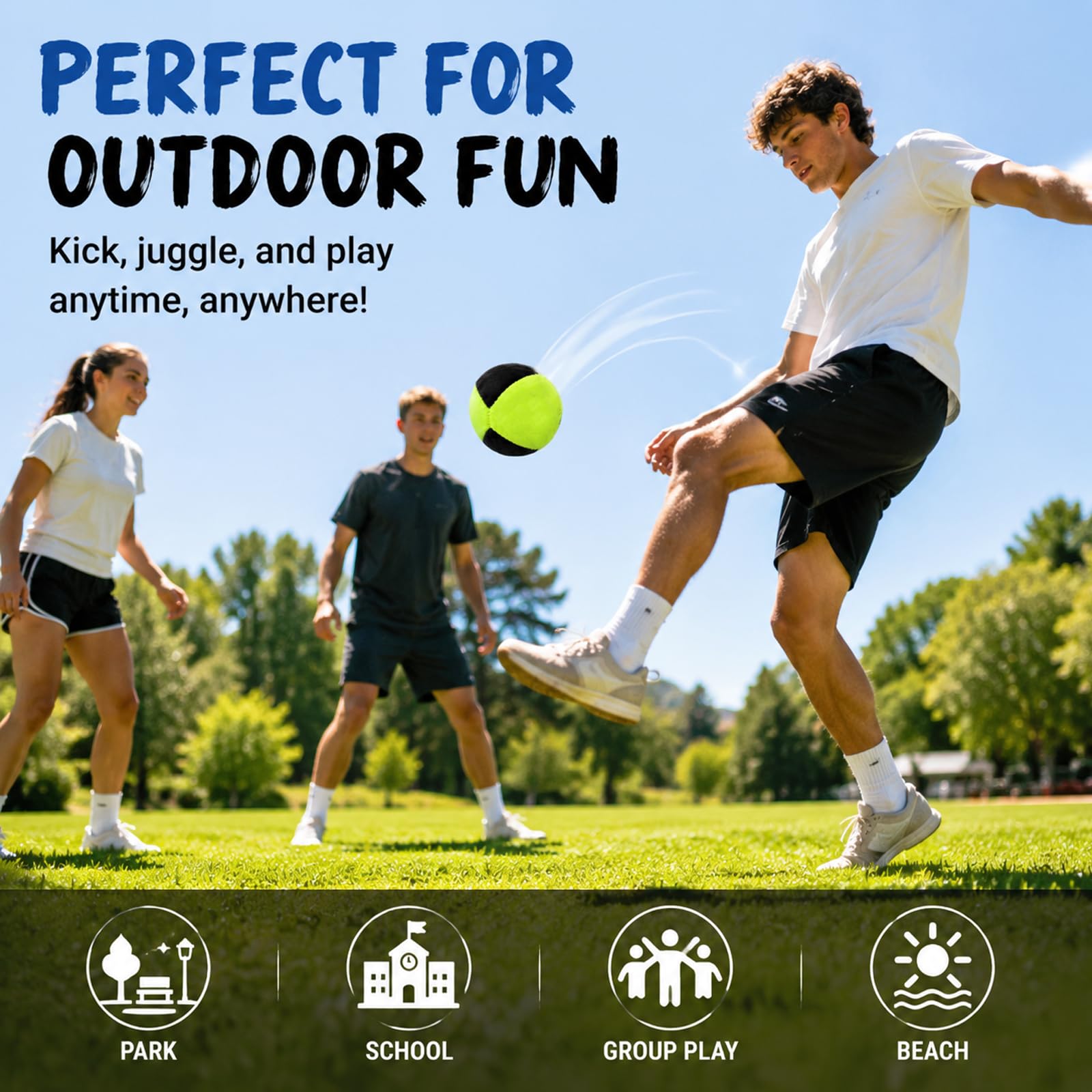 3Pcs Footbag Hacky Bag, Plush Footbag Sacks, Durable Fleece Juggling Balls