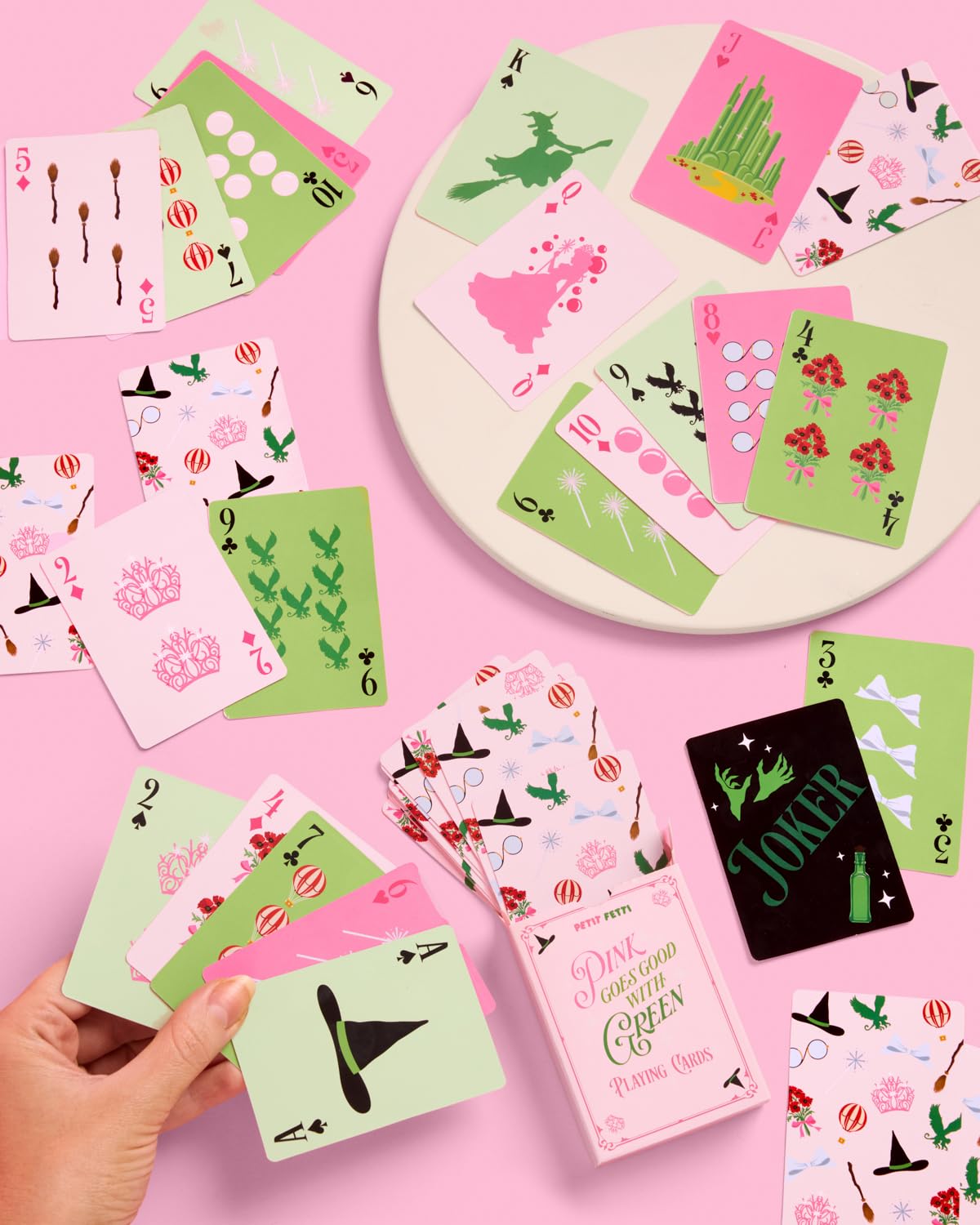 xo, Fetti Pink + Green Witch Playing Card Set - 54 pcs | Bachelorette Game, Birthday Party Activity, Girls Night Decor, Kids Card Deck Accessory