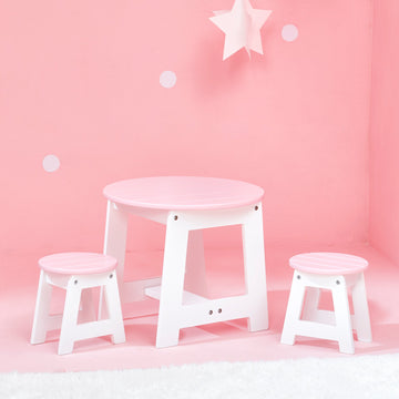 Olivia's Little World - Princess Table and 2 Chairs Set (White) | Wooden 18 inch Doll Furniture