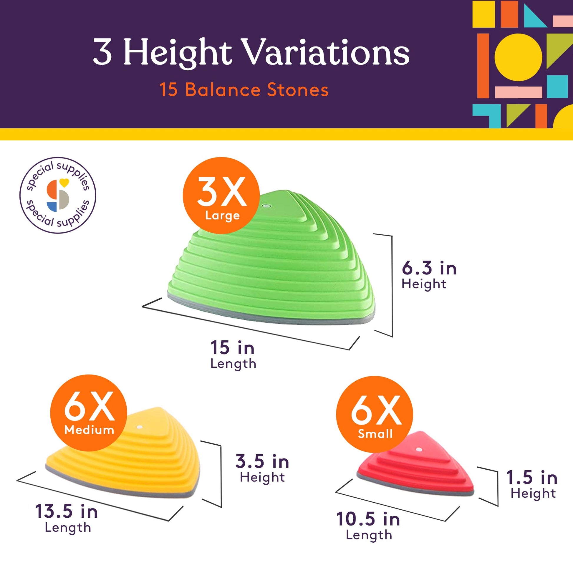 Special Supplies Stepping Stones for Kids Indoor and Outdoor Balance Blocks Promote Coordination, Balance, Strength Child Safe Rubber, Non-Slip Edging