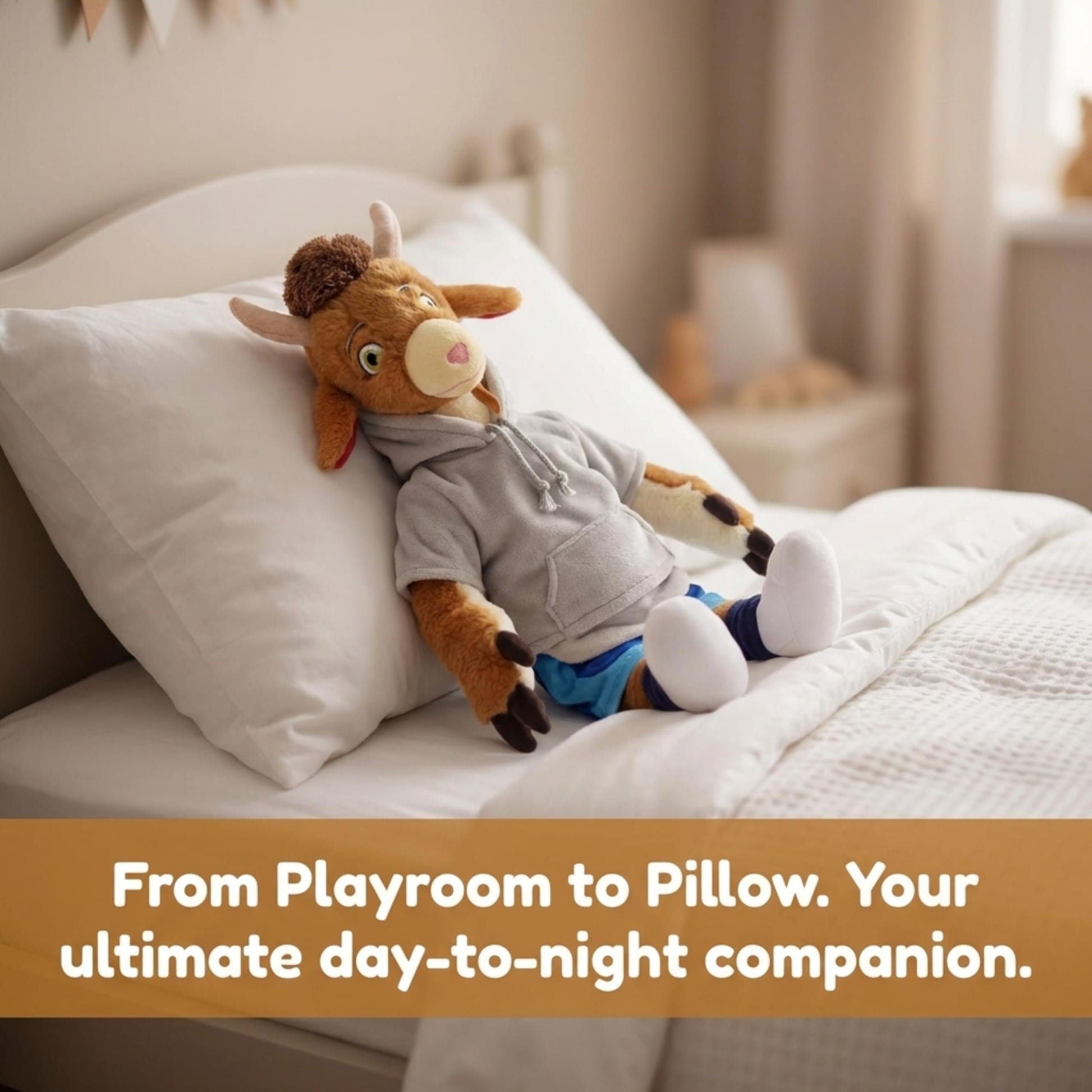 Jay Franco Space Jam Goat 22 Inch Plush Stuffed Animal Pillow Buddy - Super Soft Microfiber, Machine Washable, Embroidered Details, Cozy Kids Gift