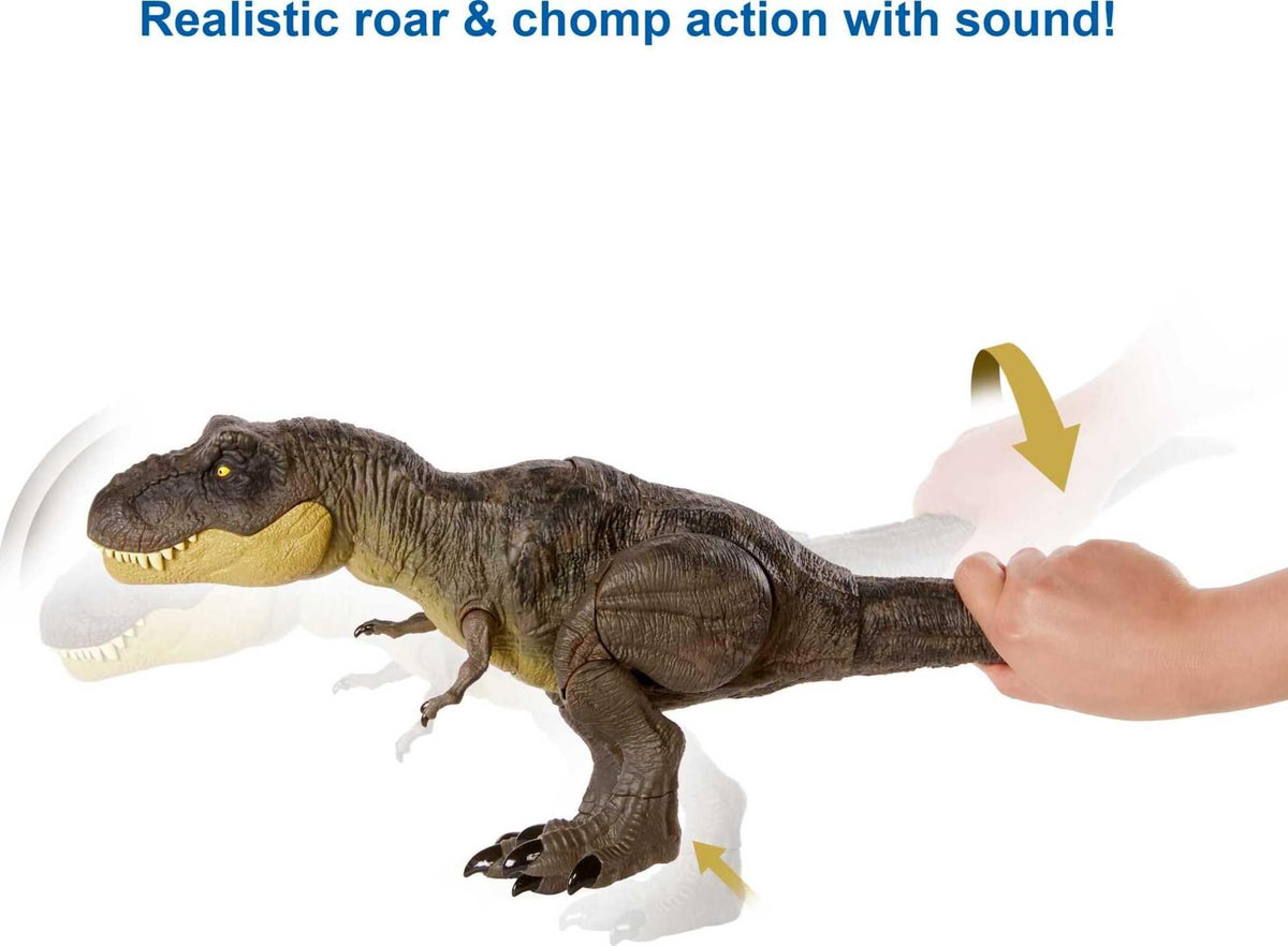 Mattel Jurassic World Camp Cretaceous Dinosaur Toy, Stomp 'n Escape Tyrannosaurus T Rex Action Figure with Stomping Motion