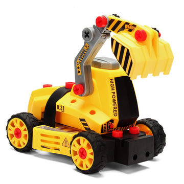 MOBIUS Toys 7-in-1 Take-Apart Truck Construction Set - STEM Building Toy w/Drill, Lights & Sounds - Buildable Dump Truck, Excavator & More