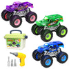 Sisxmif Take Apart Monster Truck Toys for Boys Age 4-7, Educational STEM Building Toys with Electric Drill & Storage Box, Monster Trucks Gifts for 3-5