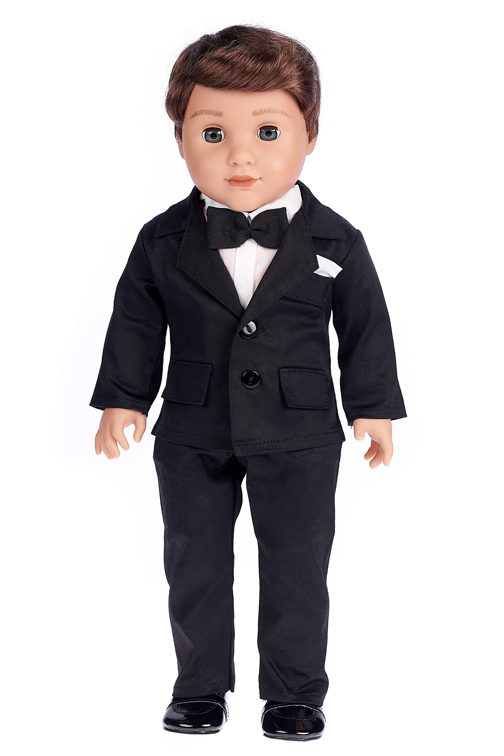DreamWorld Collections Tuxedo - 5 Piece Tuxedo for 18 Inch Doll - Jacket, Pants, Belt, White Shirt and Dress Shoes (Doll Not Included)