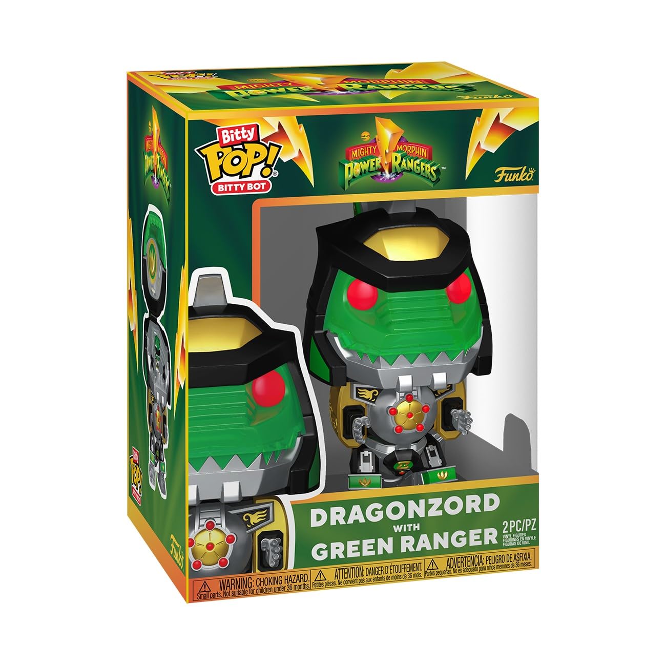 Funo Pop! Bitty Bots: Power Rangers - Dragon Zord with Green Ranger - 0.9 Inch and 4.7 Inch (11.9 Cm) - Television Collectable - Gift Idea - Toys for