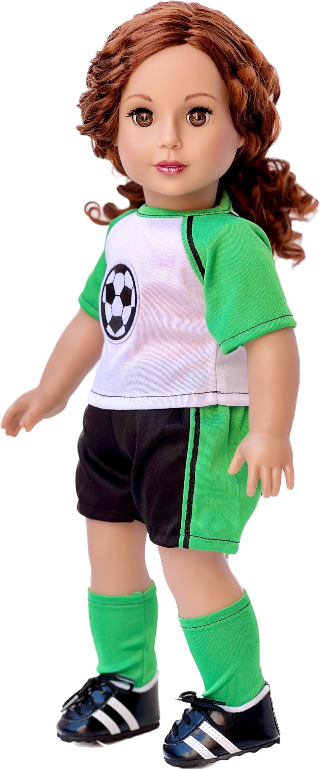 Soccer Girl - 4 Piece Soccer Outfit - Shirt, Shorts, Socks and Shoes - Clothes Fits 18 Inch Doll (Doll Not Included)