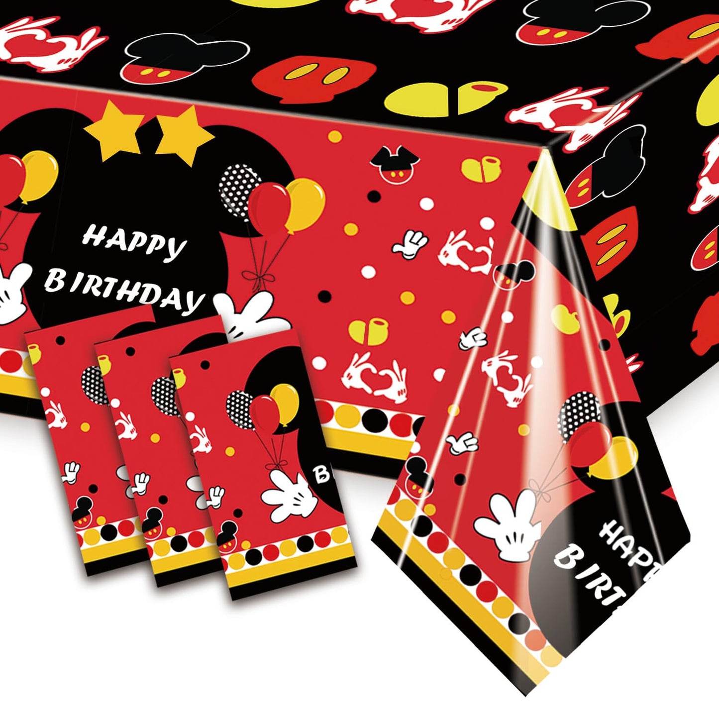 XXDecor 3 Pack Red Cartoon Table Cloths Disposable Plastic Tablecovers for Baby Shower Boys 1st 2nd 3rd 4th 5th 6th Birthday Party Decorations 51.2" x