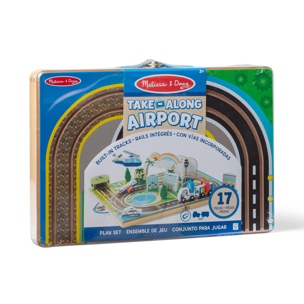 Melissa & Doug Take-Along Airport Wooden Play Set with Vehicles