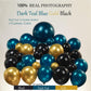 Chrome dark Teal and gold black Balloon Garland Kit 170Pcs Double-Stuffed Navy Teal Blue With Starburst Balloons for Birthday Luxury shop happy grad