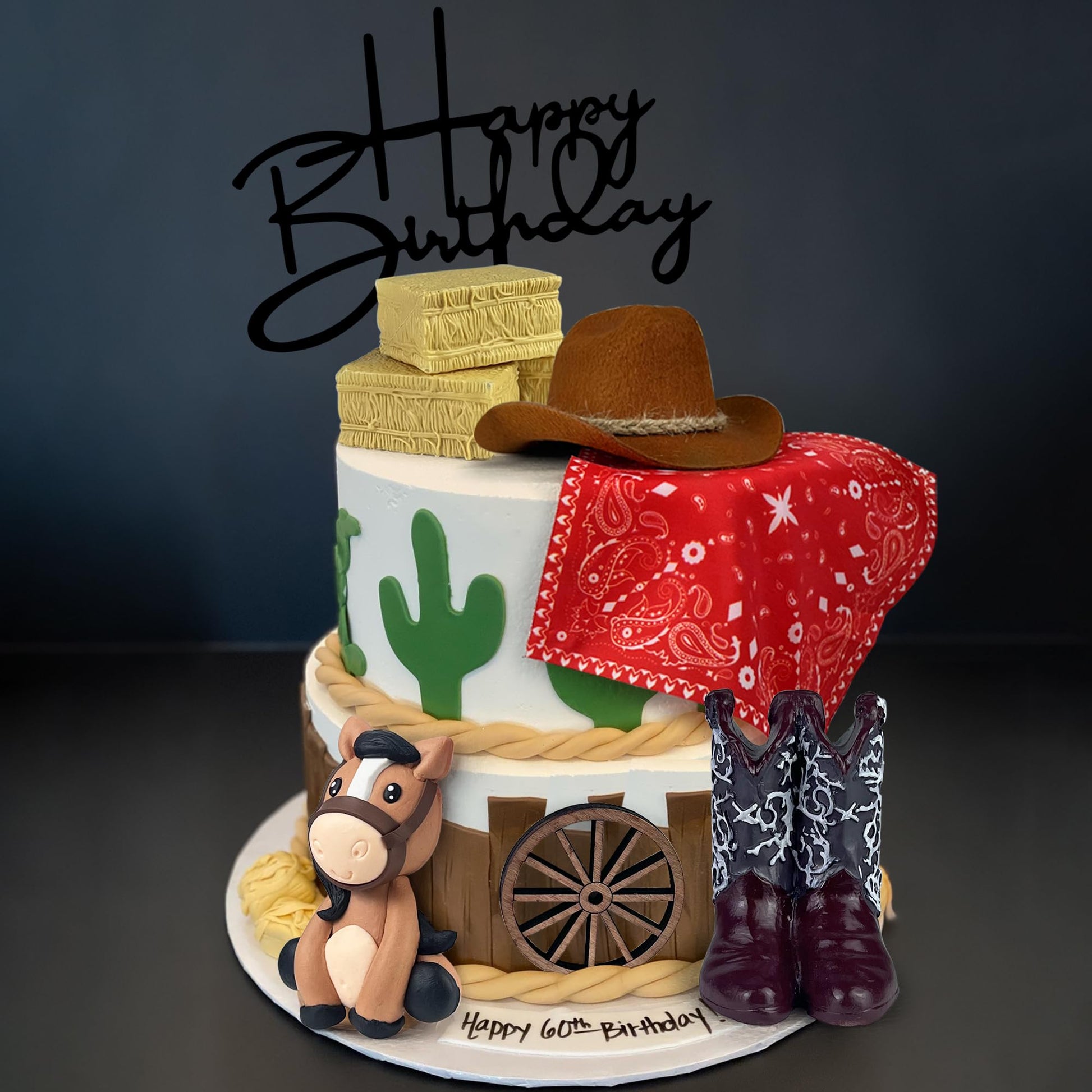 Cowboy Cake Decorations Cowboy Hat and Boot Cake Toppers Western Cowboy Cowgirl Birthday Baby Shower for Western Theme Party Favors Supplies (Brown)