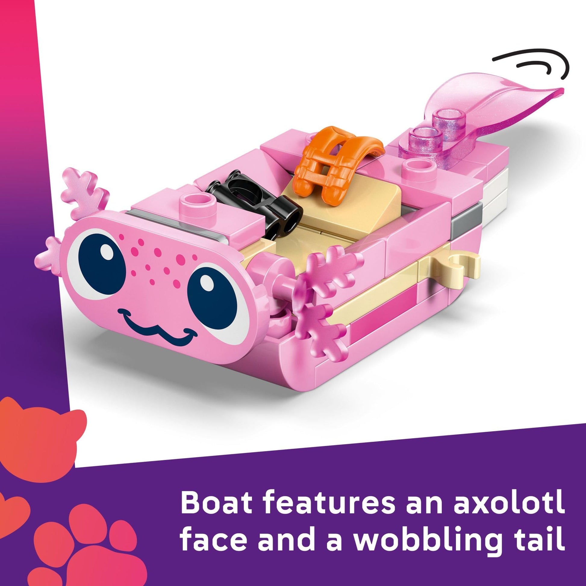 LEGO Friends Axolotl Adventure Boat Building Toy for Girls & Boys - Pretend Play Set for Kids, Ages 5+ - W/Leo Minidoll, Alba Microdoll, 2 Toy Pets, &
