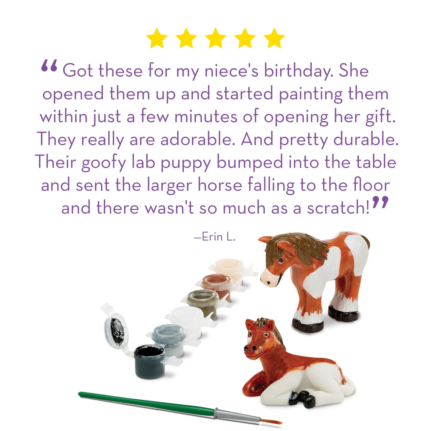 Melissa & Doug Created by Me! Horse Figurines Craft Kit (2 Resin Horses, 6 Paints, Paintbrush)