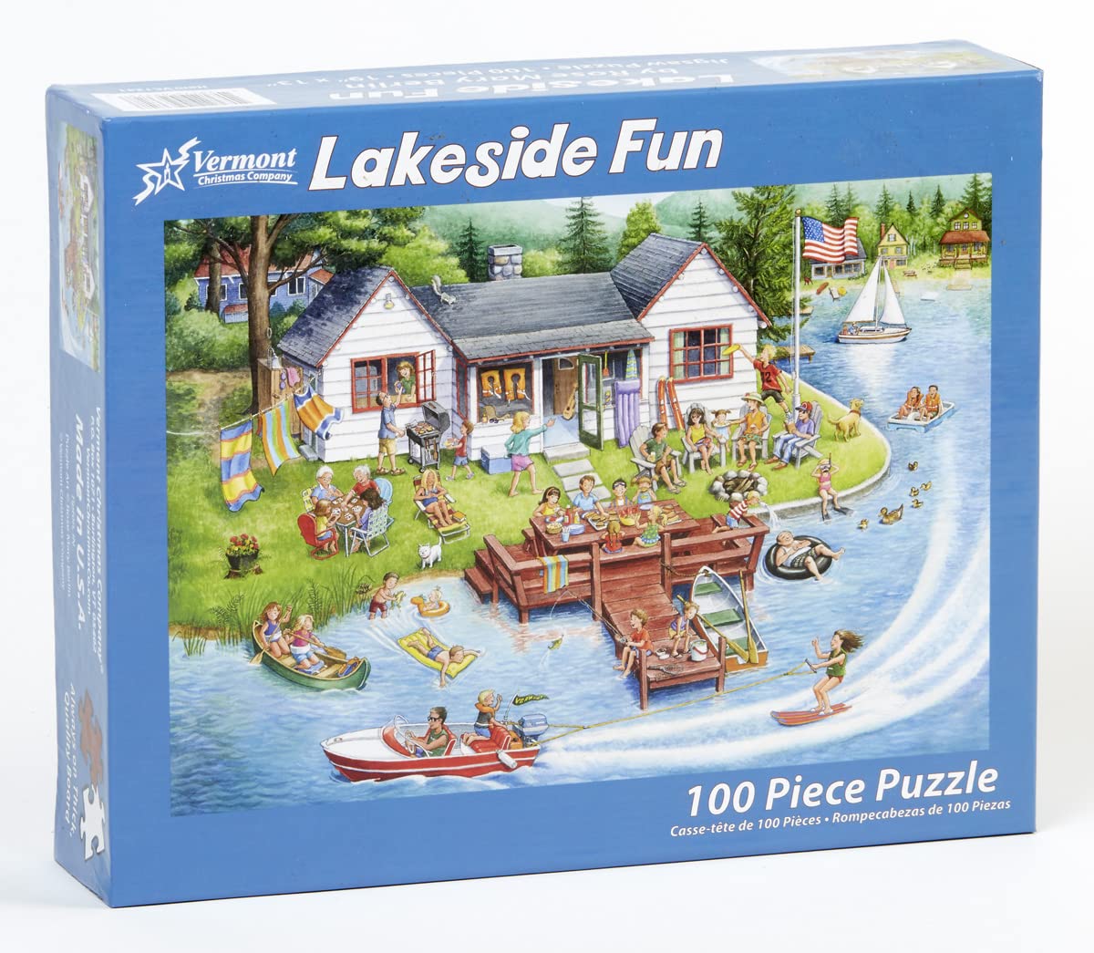 Vermont Christmas Company Lakeside Fun Jigsaw Puzzles for Kids - 100 Piece Interlocking Puzzle for Kids and Seniors - Large, Thick, Durable Puzzles