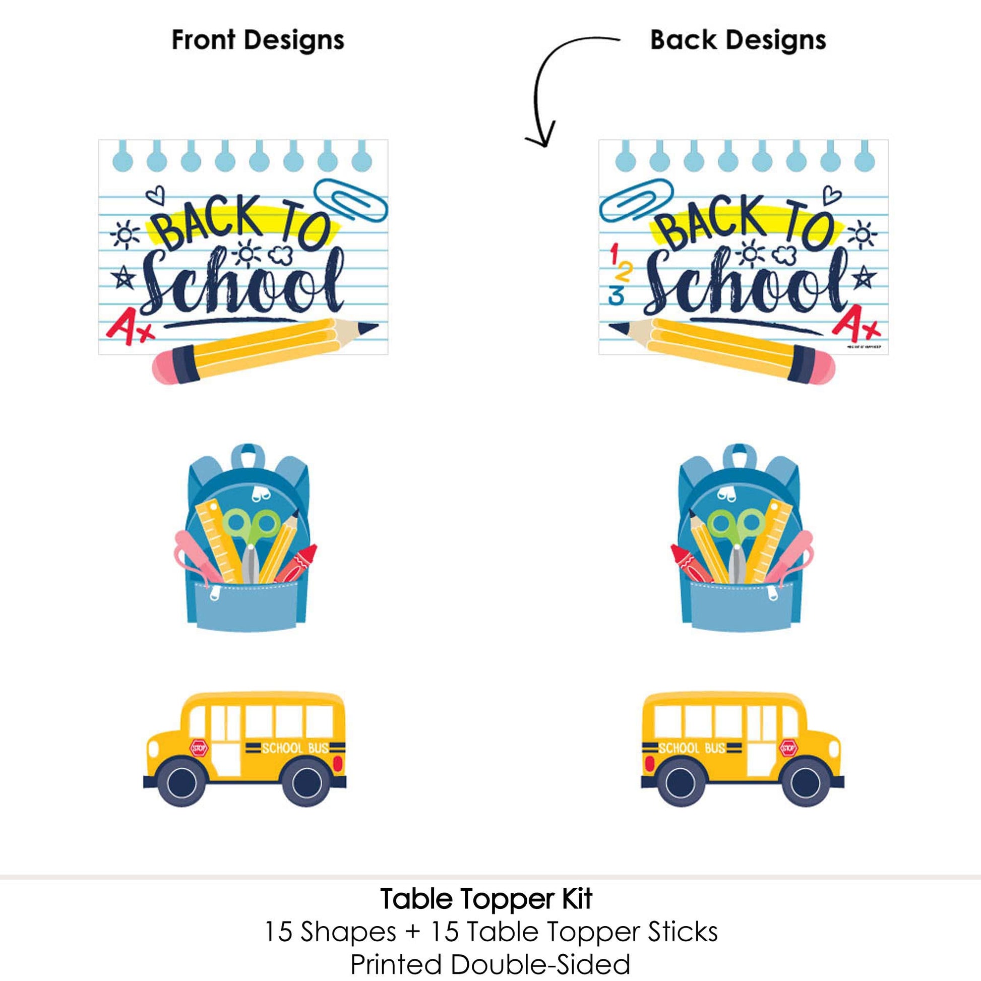 Big Dot of Happiness Back to School - First Day of School Classroom Decorations and Centerpiece Sticks - Table Toppers - Set of 15