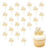 Oh Baby Cake Toppers, 24 Gold Cupcake Decorations, Cupcake Pics For Baby Shower, Birthday, Gender Reveal, Celebration - 24 Pack