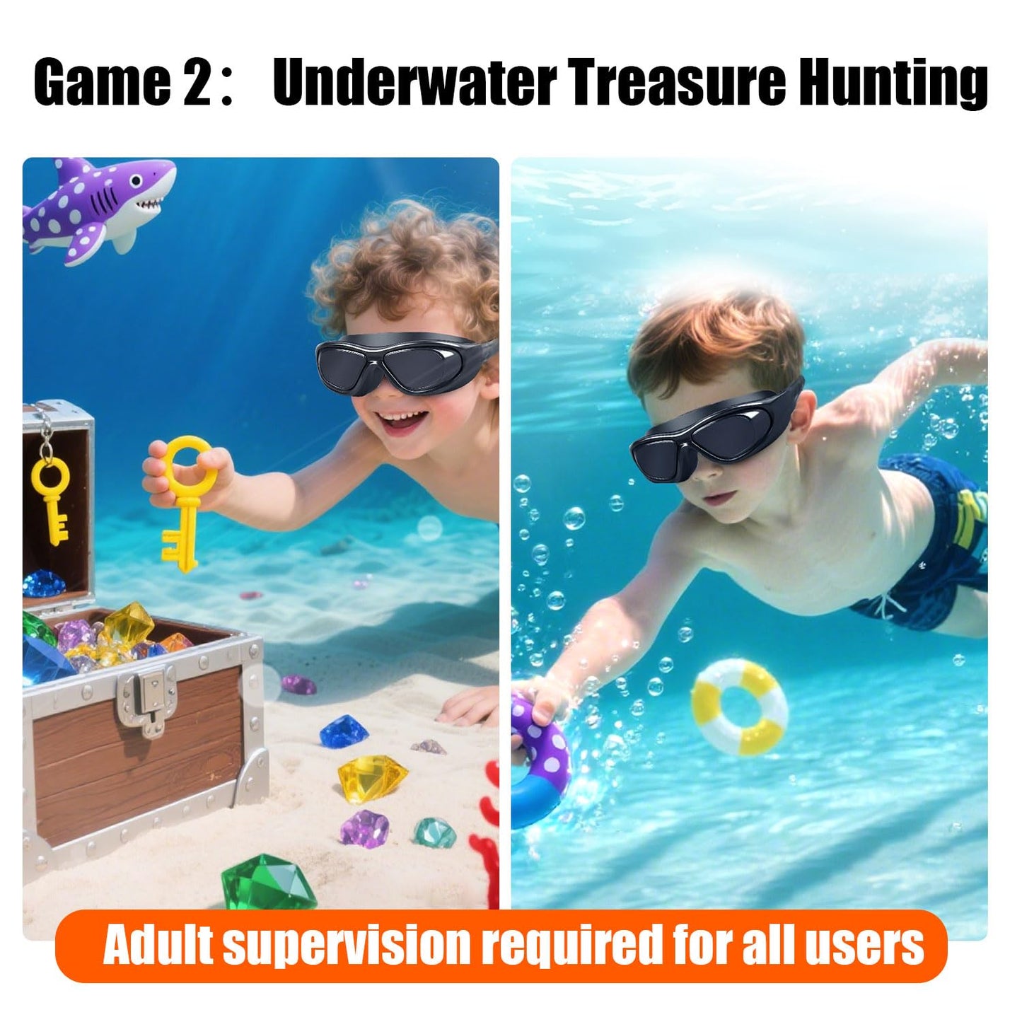 AKMUNCLE Blindfold Pool Toys - 100% Light Blocking for Hide and Seek, Underwater Treasure Hunt, Sensory Water Games, Teens & Adults