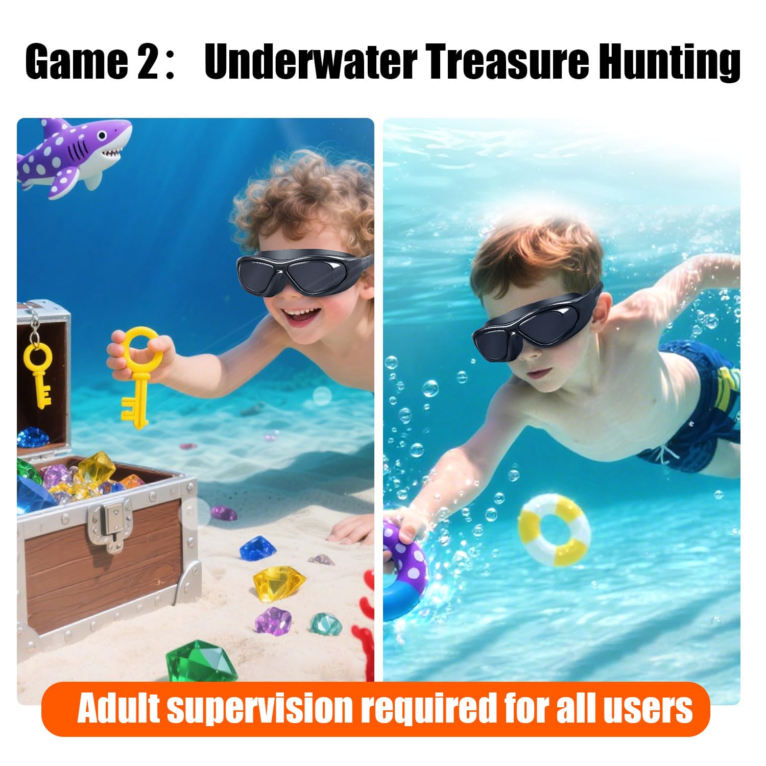AKMUNCLE Blindfold Pool Toys - 100% Light Blocking for Hide and Seek, Underwater Treasure Hunt, Sensory Water Games, Teens & Adults