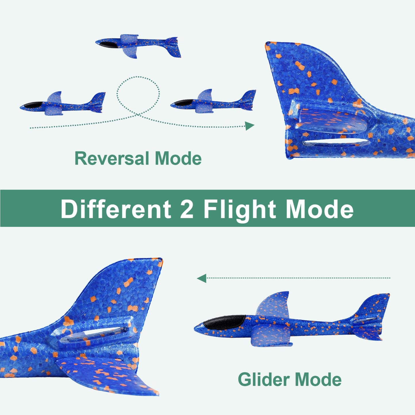 IJRPLM 2 Pack Airplane Toys, 17.5" Large Throwing Foam Plane, 2 Flight Mode Glider Plane, Foam Airplanes for Kids, Outdoor Sport Toys Birthday Party