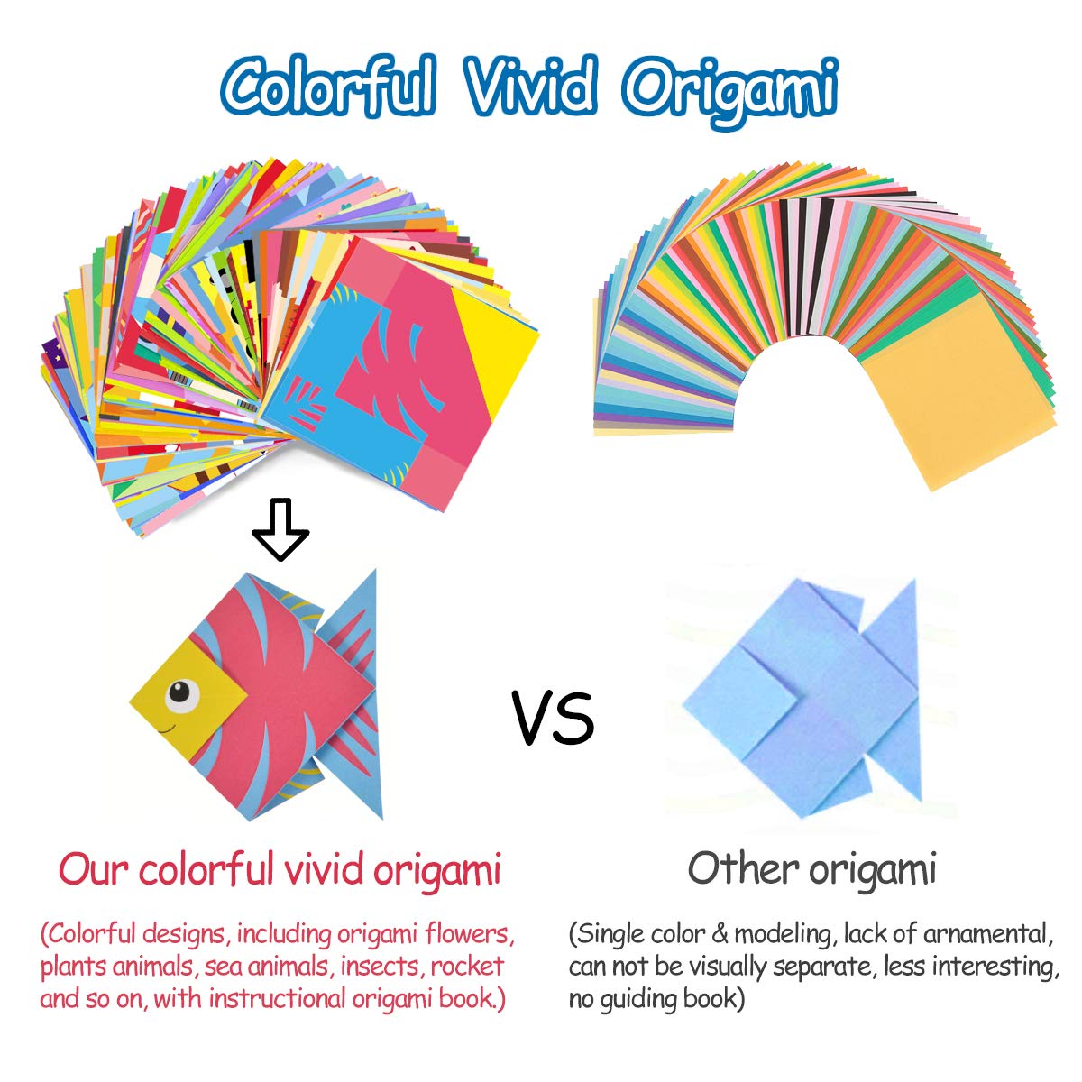 hapray Origami Kit for Kids Ages 5-8 8-12, with Guiding Book, 98 Sheets Paper with 47 Patterns, DIY Art and Craft Projects, Beginners Children's Day
