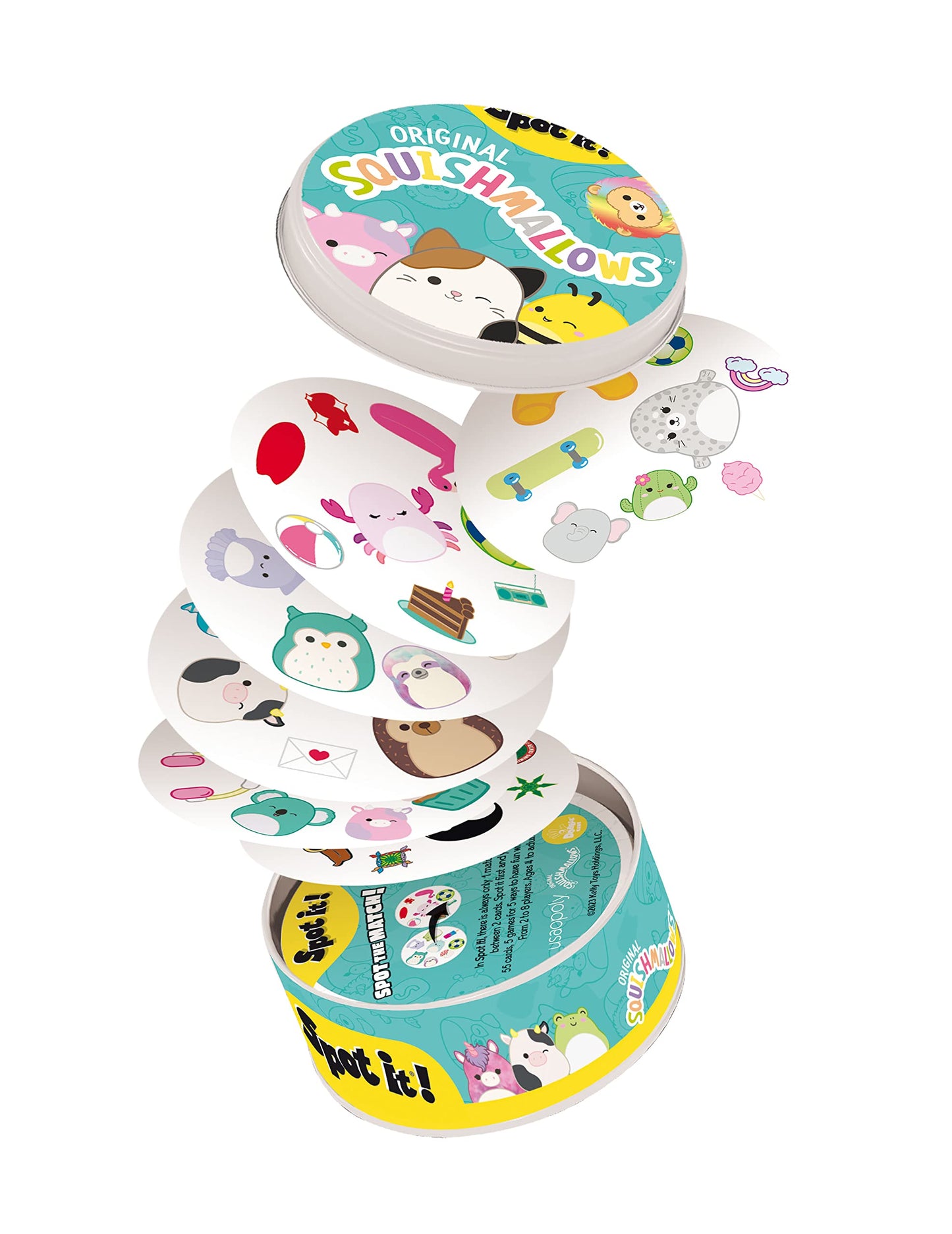 Spot It! Squishmallows | Fun Card Game for Kids and Adults | Featuring Mila The Elephant or Cailey The Pink Crab and More | Licensed Squishmallows