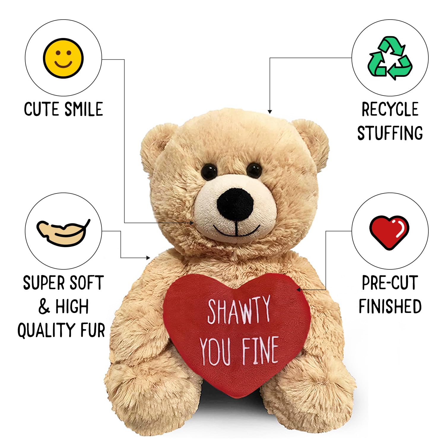 Witty Enterprise Shawty You Fine - 10" Teddy Bear - Couples Gifts for Her Him - Funny Stuffed Animal for Girlfriend, Boyfriend, Best Friend