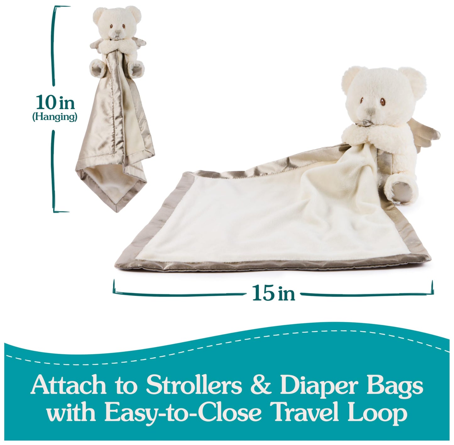 GUND Baby Angel Bear Lovey, Spiritual Teddy Bear Blanket Made from Recycled Materials, Plush Lovey for Babies and Newborns, White, 12”