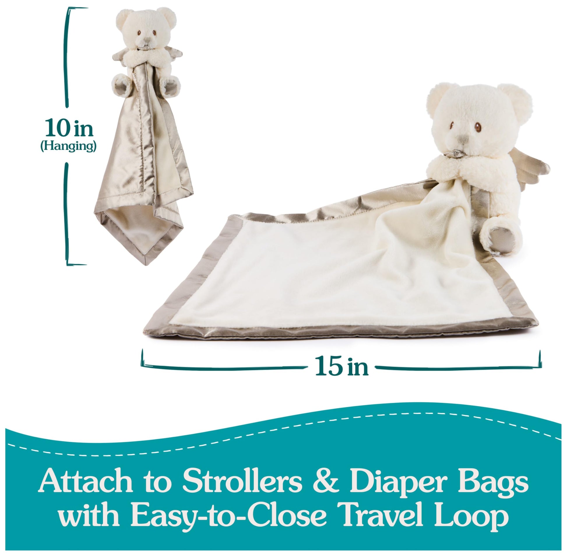 GUND Baby Angel Bear Lovey, Spiritual Teddy Bear Blanket Made from Recycled Materials, Plush Lovey for Babies and Newborns, White, 12”