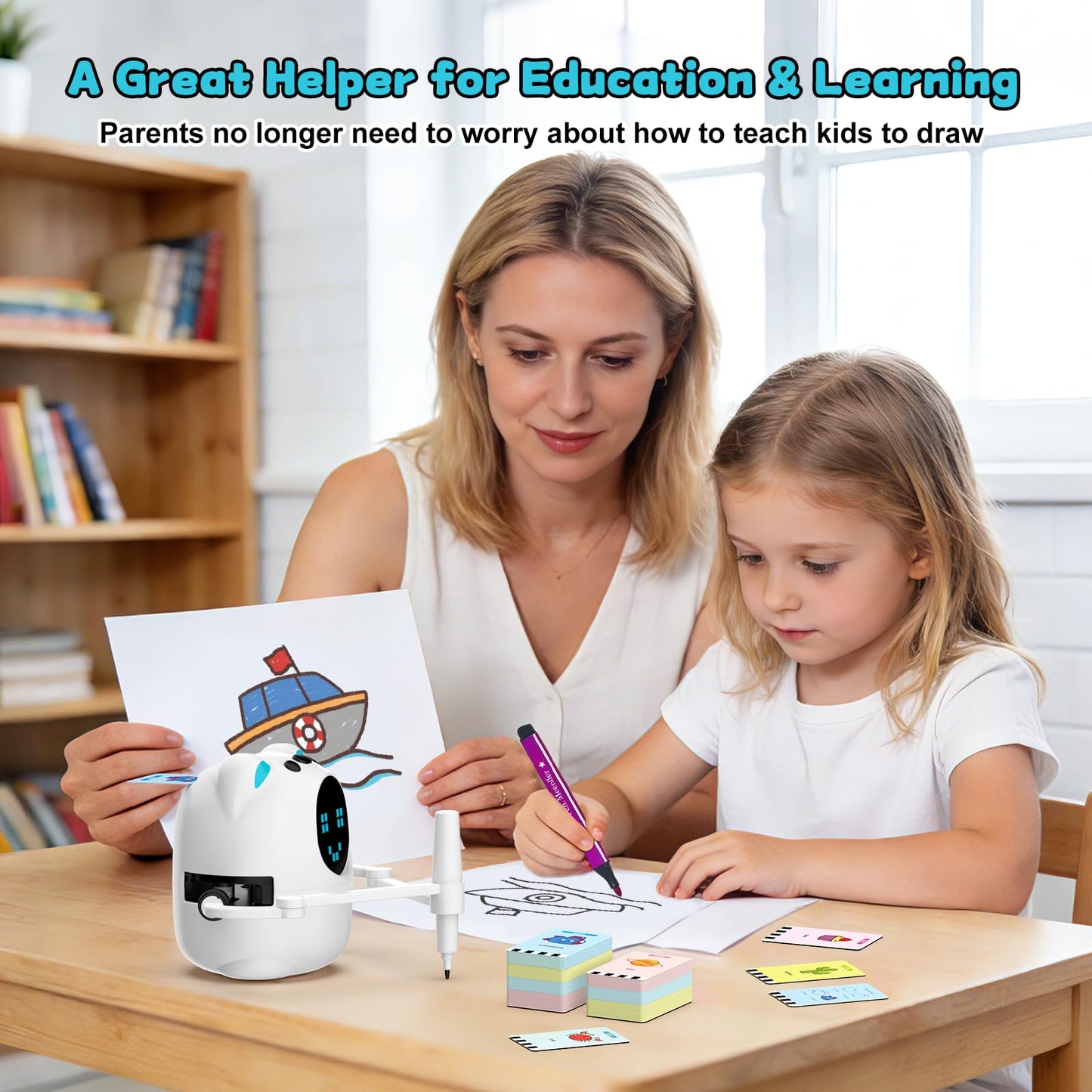 Vynloxzoo Drawing Robot for Kids, Educational Learning Drawing Toy Doodle Bot, 3 4 5 6 7 8 Year Old Boys Girls Birthday Gift, Kids Toys for Ages 5-7