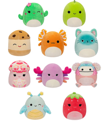 Squishmallows 5-Inch 10-Pack Plush - Diane Bigfoot, Giles Grasshopper, Maritza Cactus, Nico Axolotl, Rachel Mushroom, and More - Ultrasoft Official