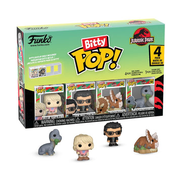 Funko Bitty Pop! Jurassic Park: Ellie Sattler, Ian Malcolm, Triceratops, and Brachiosaurus, with a 1 in 6 chance for a Surprise Mystery Figure - 0.9