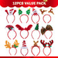 JOYIN 12 Packs Christmas Headbands with Assorted Design Christmas Headwear Holiday Headbands Accessories for Women Men Christmas Parties Xmas Holiday