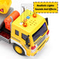Liberty Imports Big Rig Tractor Trailer Low Boy Transport Flat Bed with Excavator Toy Trucks Combo, Semi Truck with Lights and Sounds, Flatbed Push