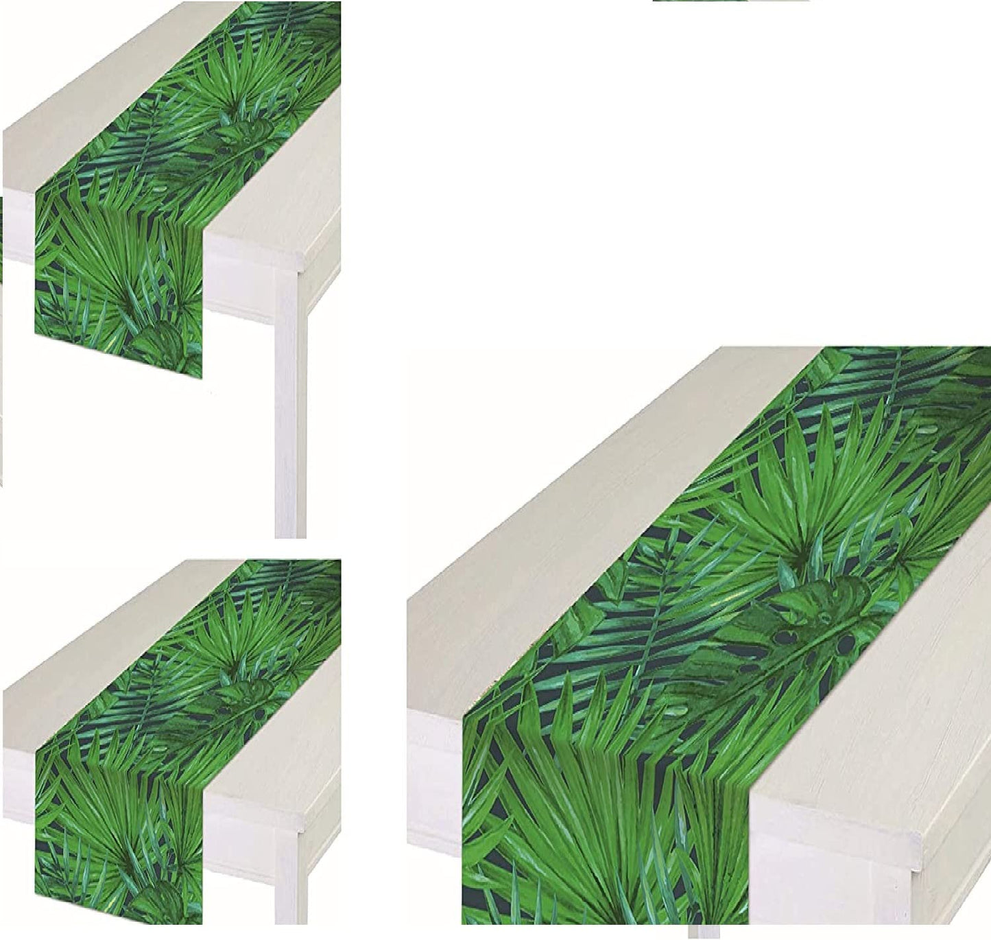 Oojami Safari Table Runner Pack of 3 - Leaf Design, Jungle Animal Print, Polyester, Ideal for Safari Birthday, Baby Shower, Woodland Party, Zoo