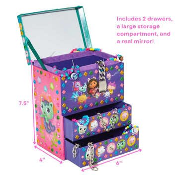 Dreamworks Gabby’s Dollhouse DIY Jewelry Box - Craft Kit Bundle with Mosaic Tiles, Adhesive Gems, and 3D Foam Sticker Plus More | Gabby's Dollhouse