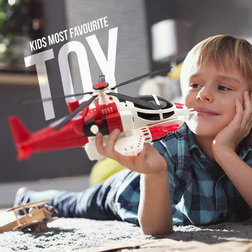 Toysery Bump and Go Helicopter Toys for Boys, Girls, Toddlers - Aircraft Toy Set with Lights & Realistic Sounds, Fun Toy Helicopter for Kids, Great