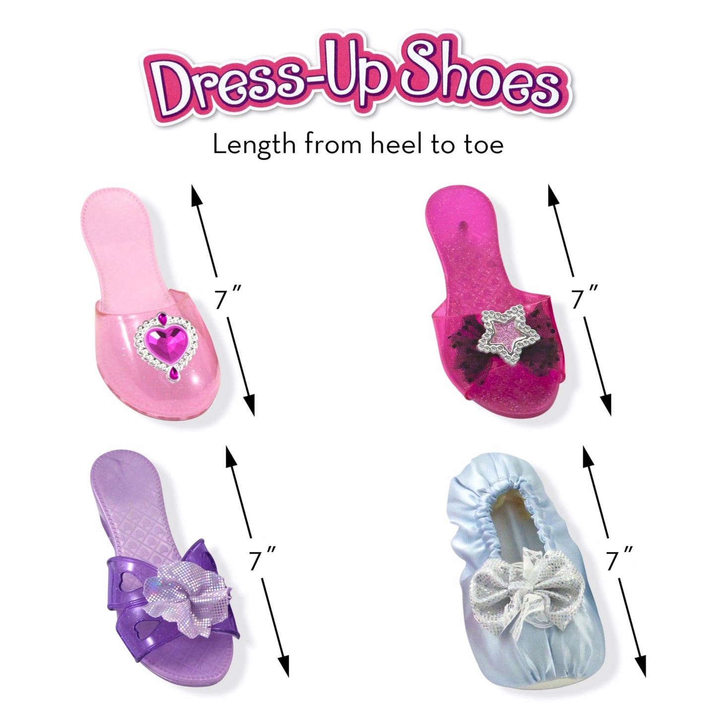 Melissa & Doug Role Play Collection - Step in Style! Dress-Up Shoes Set (4 Pairs), Multicolored, 11" x 12" x 4.5" Packaged