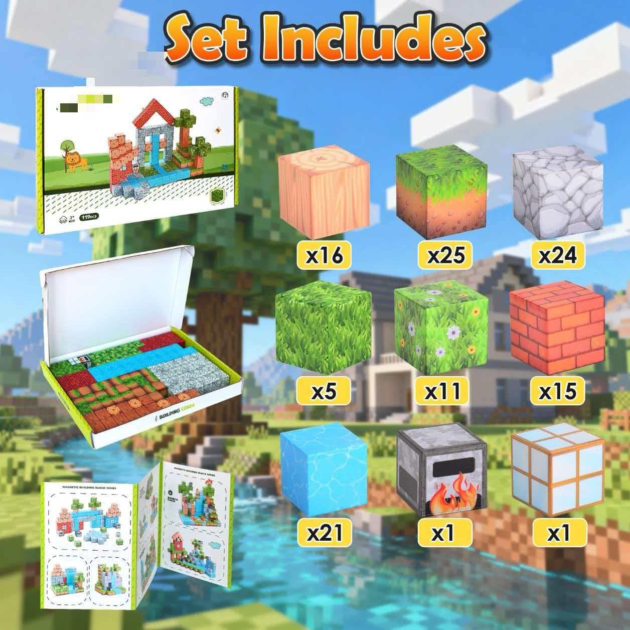 gearvibe 119PCS 0.8in Mini Magnetic Building Blocks, STEM Montessori Sensory Toys for Kids Ages 3+, Magnetic Tiles Cubes with Storage Bag, St