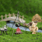 iLAND Dollhouse Accessories Figures Garden Miniatures of Camping Decor 1/12 Scale Accessories Camping Cake Topper Fake Campfire for Action Figure